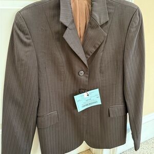 Marigold Equestrian brand Brown on brown Pinstripe English show coat ladies 10